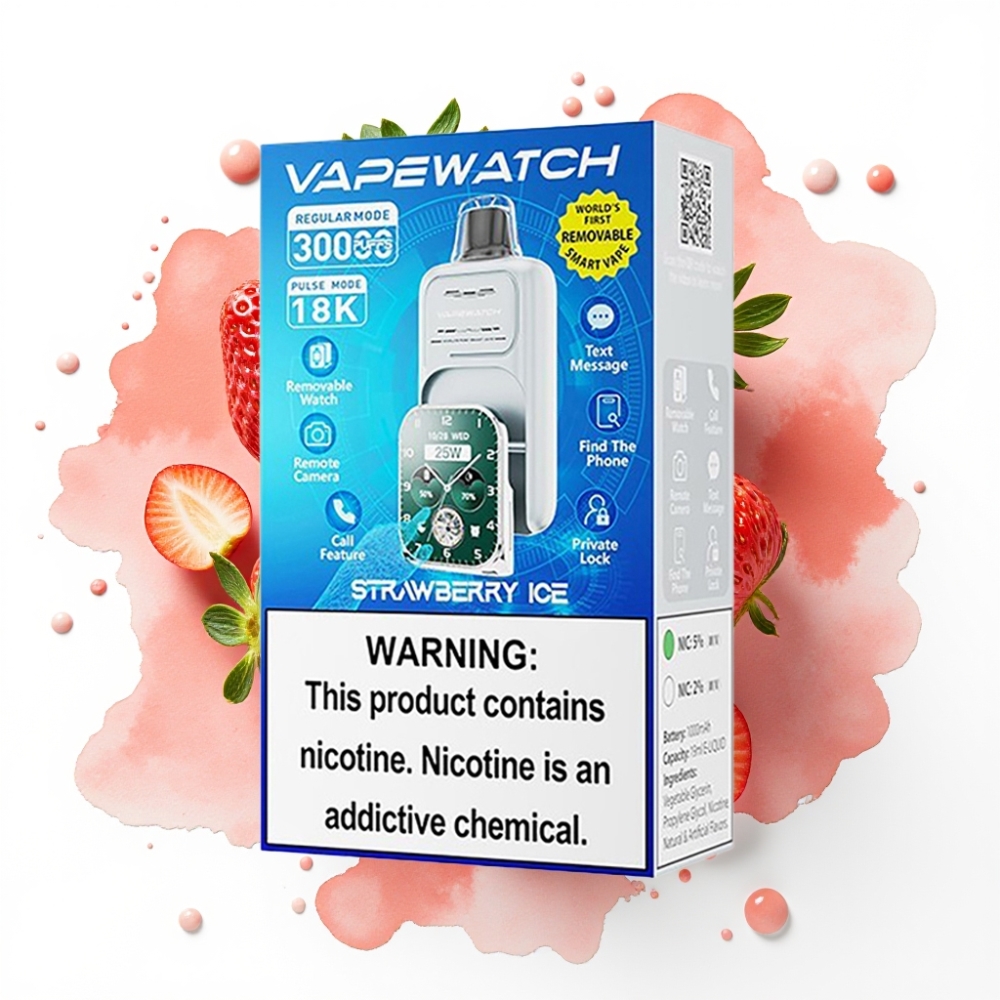 JNR VapeWatch 30000 Puffs Jordbær Is – 19mL, 5%, Type-C