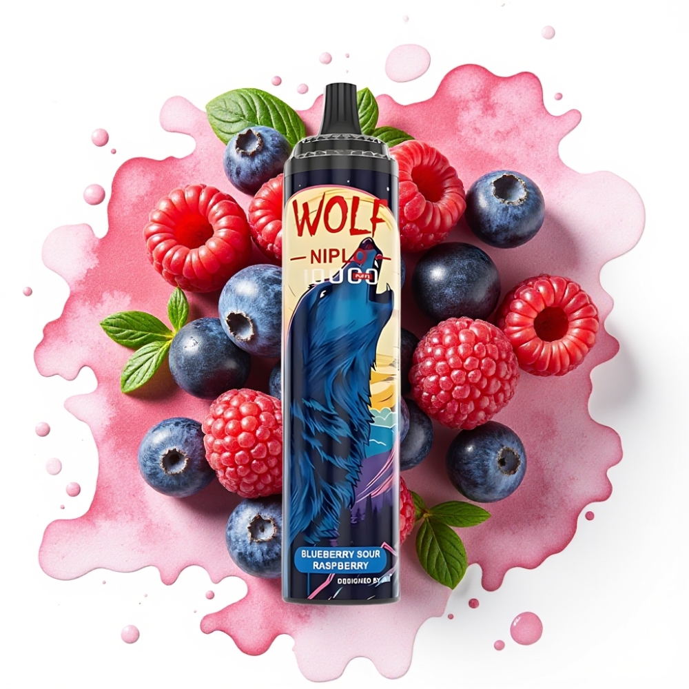 JNR Wolf Niplo 10000 Puffs Blåbær Sur Bringebær – 20ml, 5%, Type-C