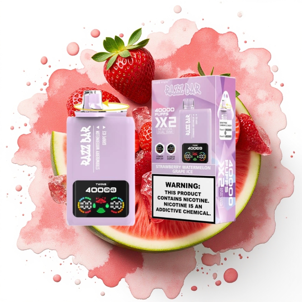 Razz Bar 40000 Puffs Disposable Vape JORDBÆR VANNLIE & DRUEIS – 1.0Ω×2 Mesh Coil, 650 mAh