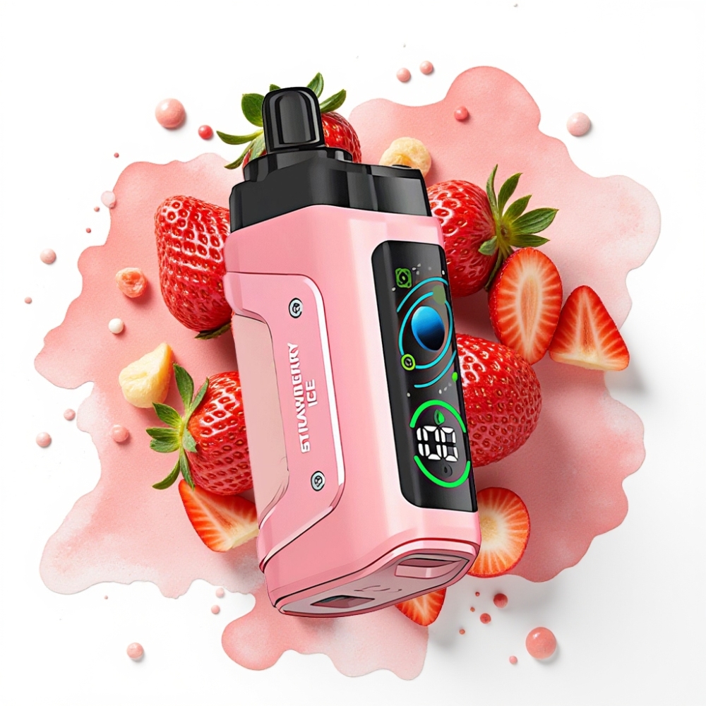 Razz Bar 45000 Puffs Disposable Vape Jordbær Is, 1.0 Ohm Mesh, 650 mAh