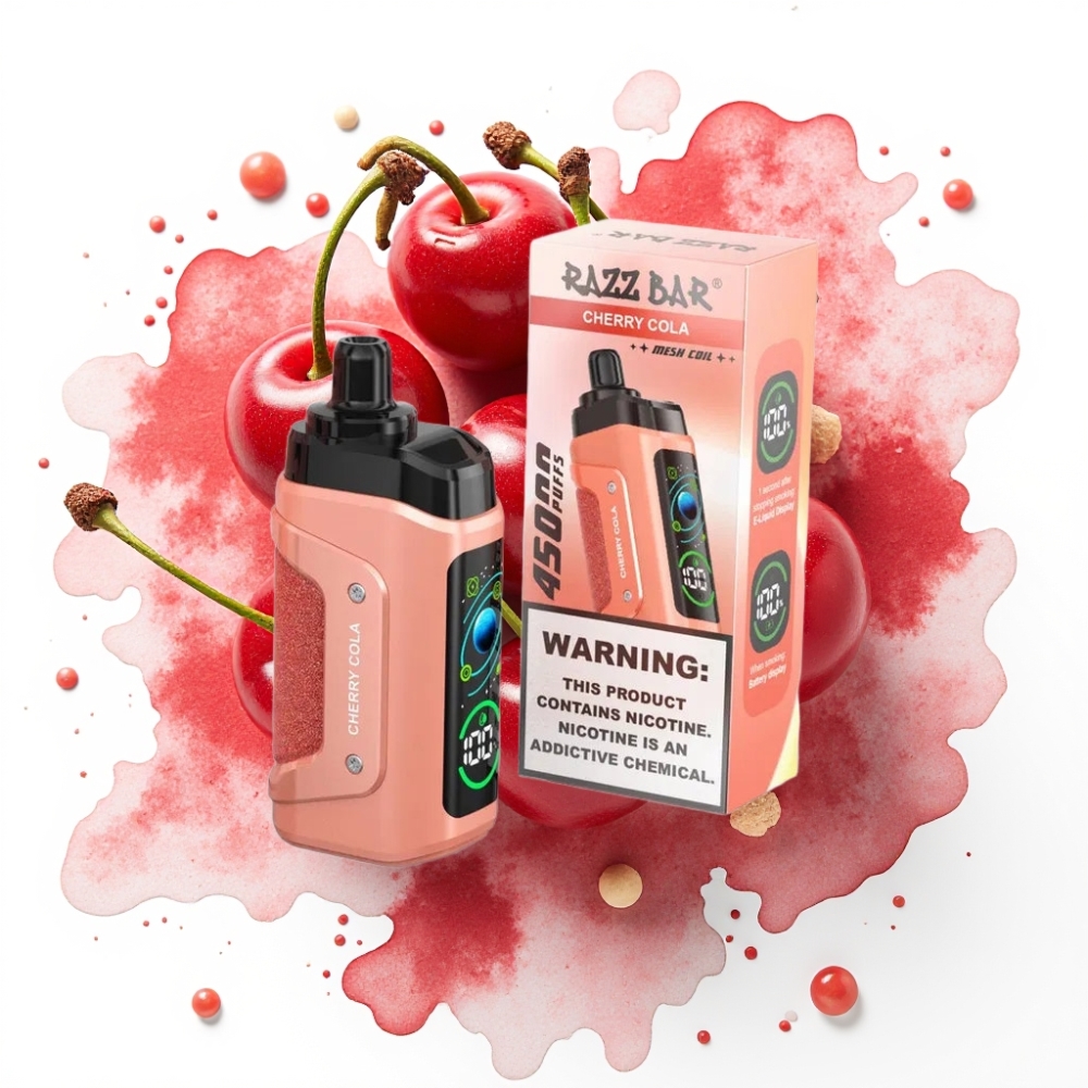 Razz Bar 45000 Puffs Disposable Vape Kirsebær Cola – 1,0 Ohm Mesh, Justerbar Luftstrøm, 650 mAh