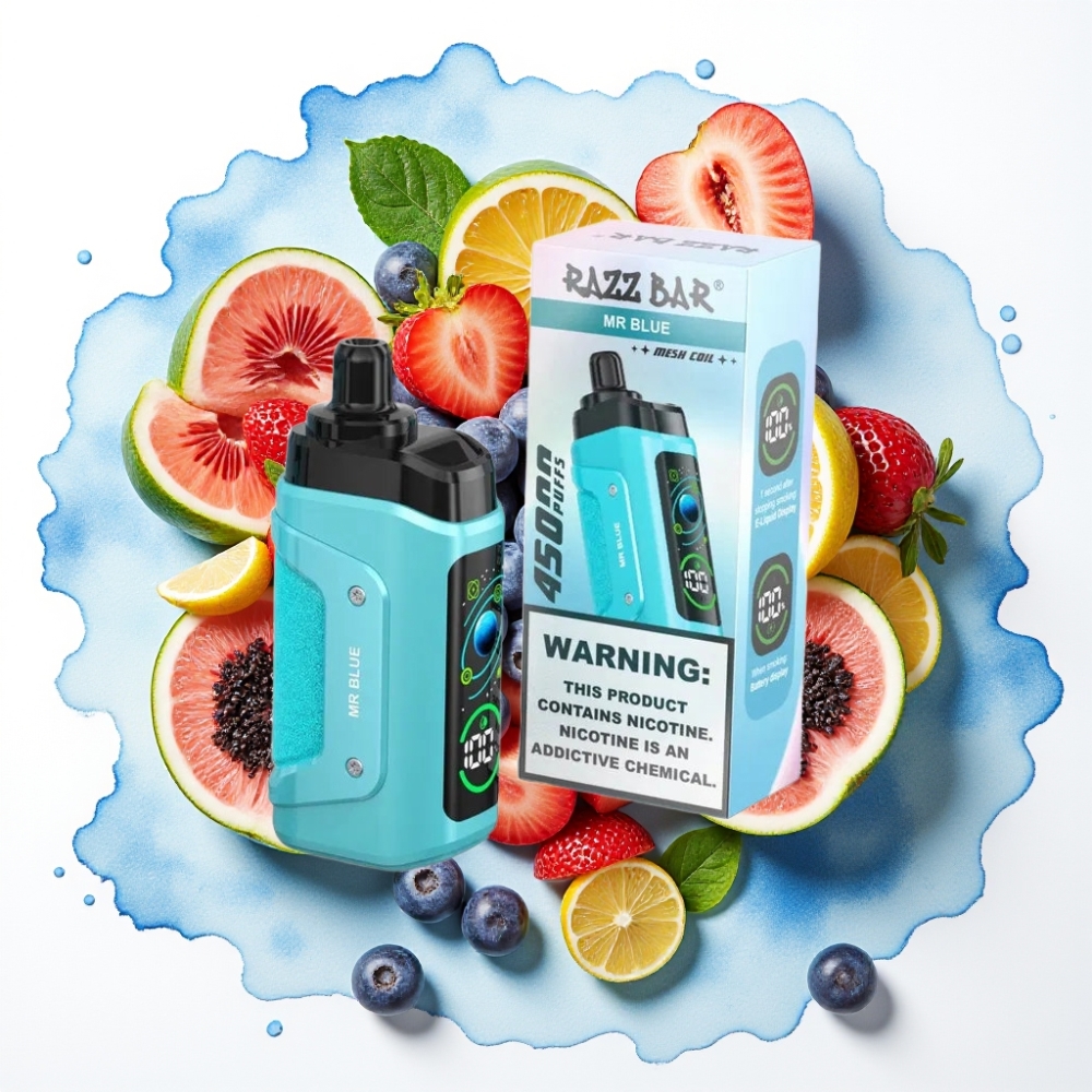 Razz Bar 45000 Puffs Disposable Vape Mr Blå – 1.0 Ohm Mesh, Justerbar Luftstrøm