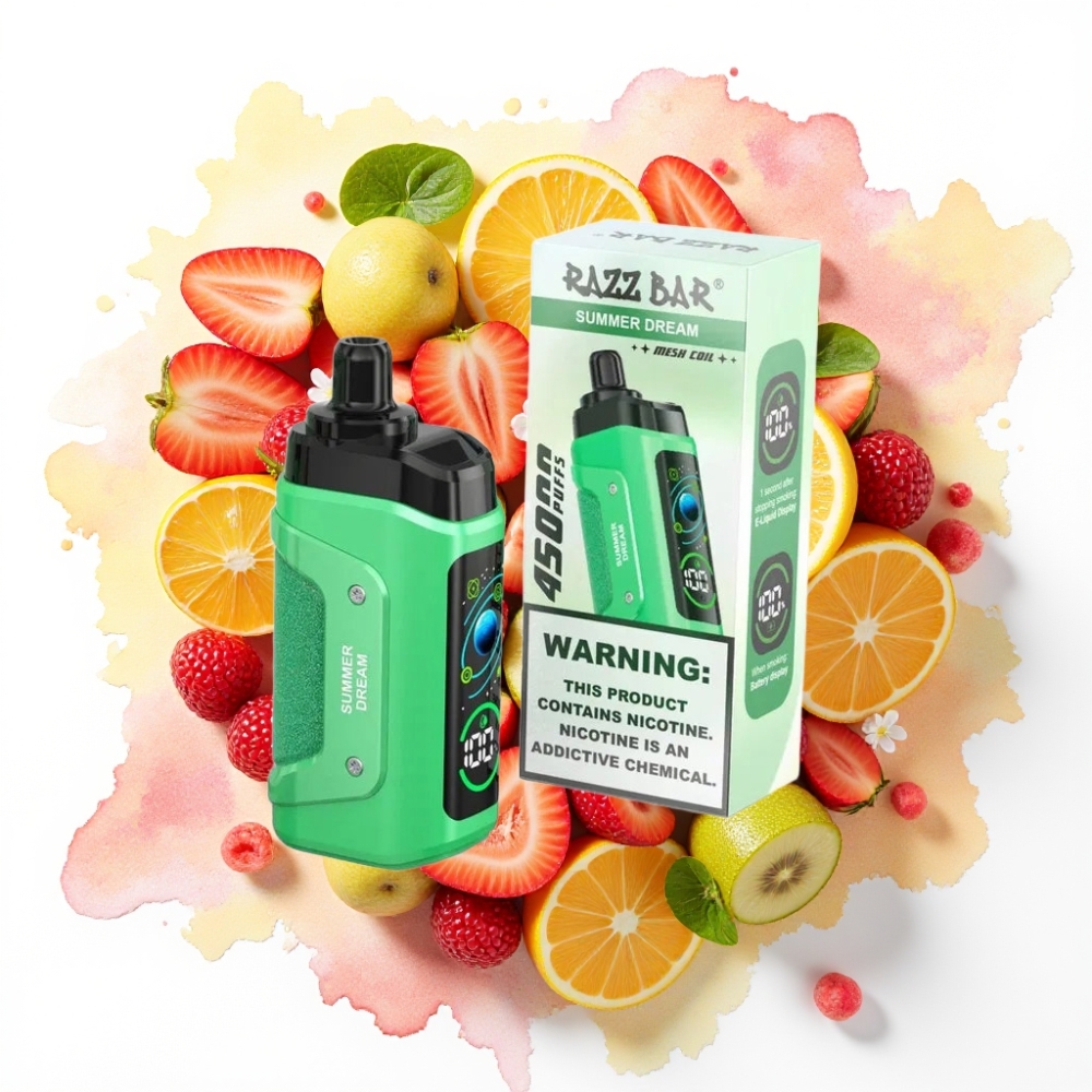 Razz Bar 45000 Puffs Disposable Vape Sommerdrøm, 1.0 Ohm Mesh, 650 mAh
