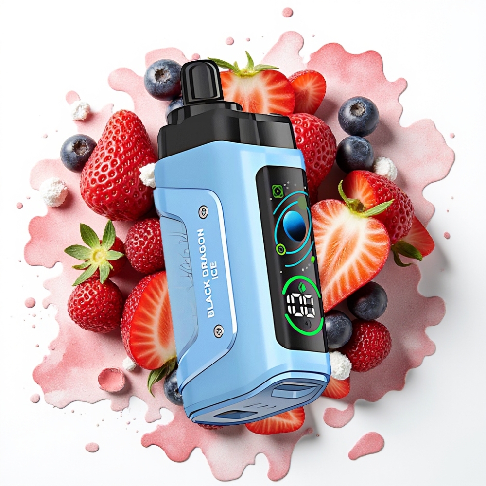 Razz Bar 45000 Puffs Disposable Vape Svart Drage Is – 1.0 Ohm Mesh, Justerbar Luftstrøm, 650 mAh