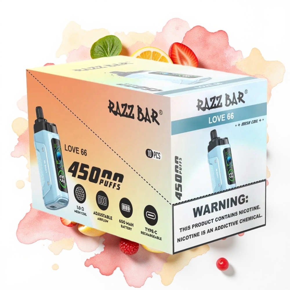 Razz Bar 45000 Puffs Engangsvape Kjærlighet 66 – 45000 Puffs, 1.0 Ohm Mesh, Type-C