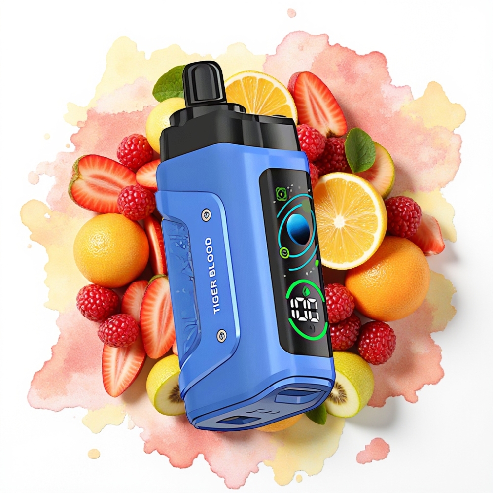 Razz Bar 45000 Puffs Engangsvape Tigerblod – 45000 Puff, 1.0 Ohm Mesh, Justerbar Luftgjennomstrømning