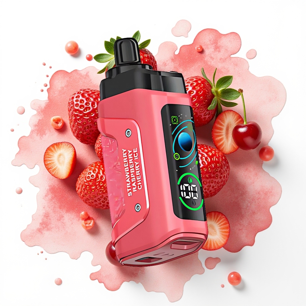 Razz Bar 45000 Puffs Engangsvaper Jordbær/Kirsebær Is – 45000 Puff, 1.0 Ohm, Type-C