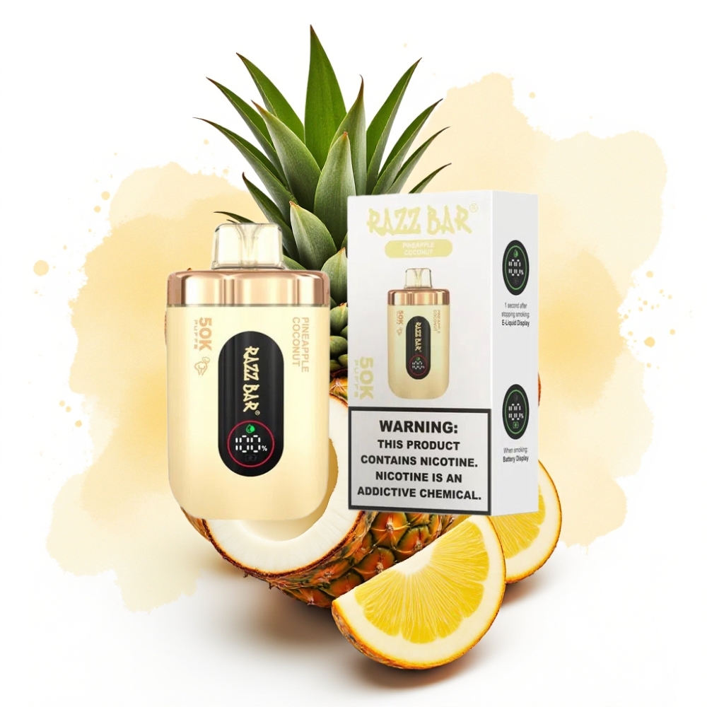Razz Bar 50K Puffs Disposable Vape Ananas Kokos – 50000 Puffs, 1.0 Ohm Mesh, Type-C