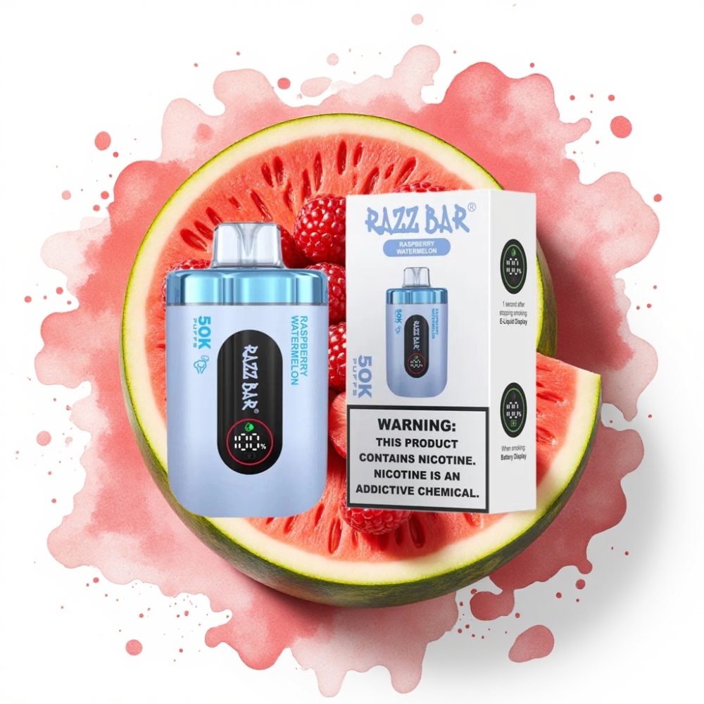 Razz Bar 50K Puffs Disposable Vape Bringebær Vannmelon – 1.0 Ohm Mesh, 650 mAh, Type-C