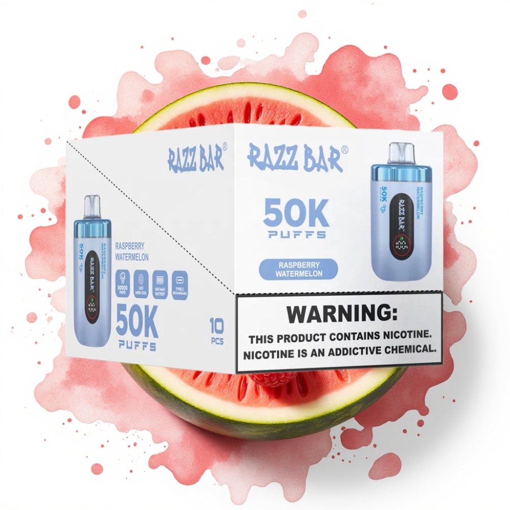 Razz Bar 50K Puffs Disposable Vape Bringebær Vannmelon – 1.0 Ohm Mesh, 650 mAh, Type-C