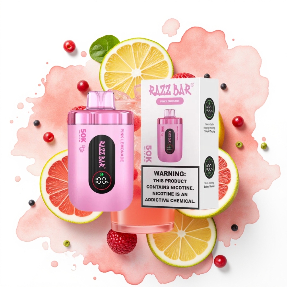 Razz Bar 50K Puffs Disposable Vape Rosa Sitronade – 50000 Puff, 1.0 Ohm Mesh, Type-C