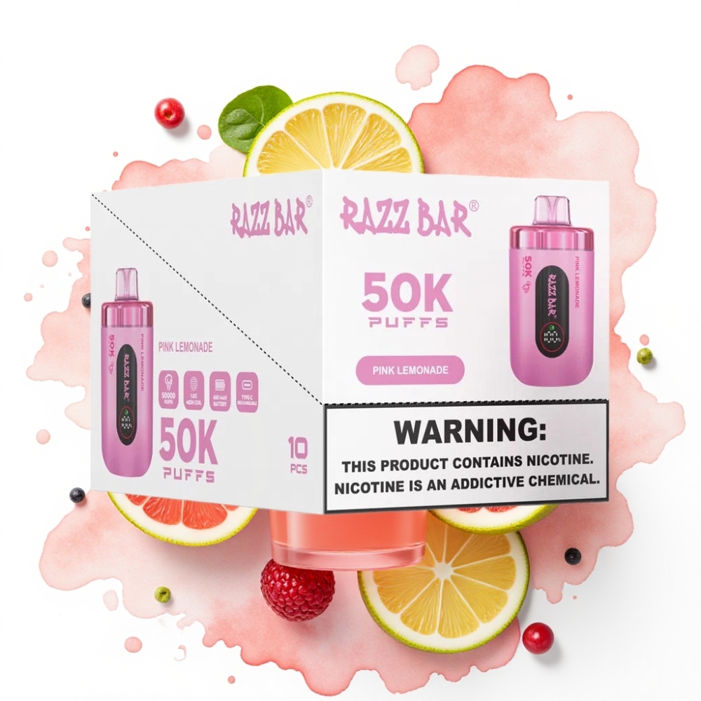 Razz Bar 50K Puffs Disposable Vape Rosa Sitronade – 50000 Puff, 1.0 Ohm Mesh, Type-C