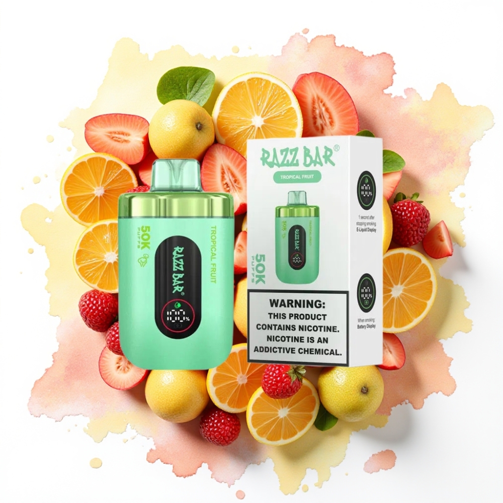 Razz Bar 50K Puffs Disposable Vape Tropisk Frukt – 50000 Puffs, 1.0 Ohm, 650 mAh
