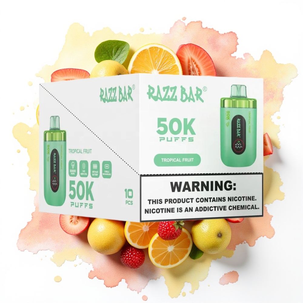 Razz Bar 50K Puffs Disposable Vape Tropisk Frukt – 50000 Puffs, 1.0 Ohm, 650 mAh