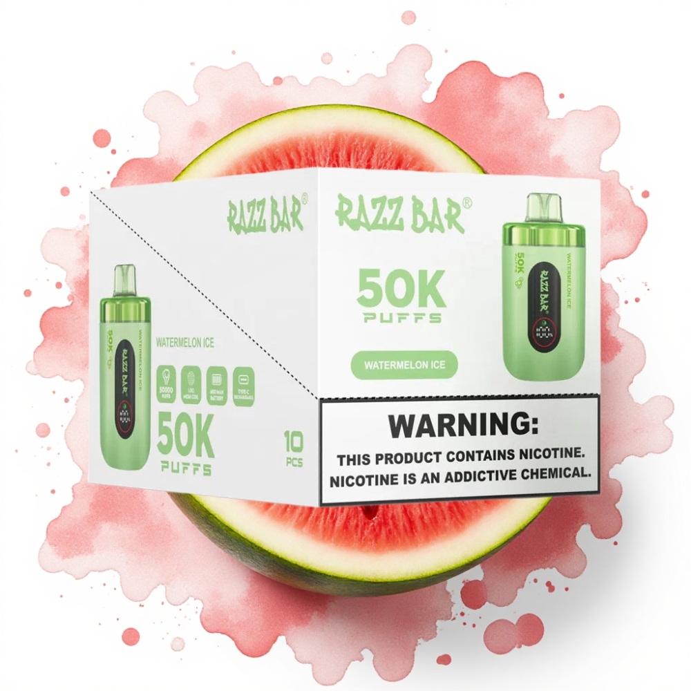 Razz Bar 50K Puffs Engangsdamp Vannmelon Is 50K Puffs, 1.0 Ohm, Type-C
